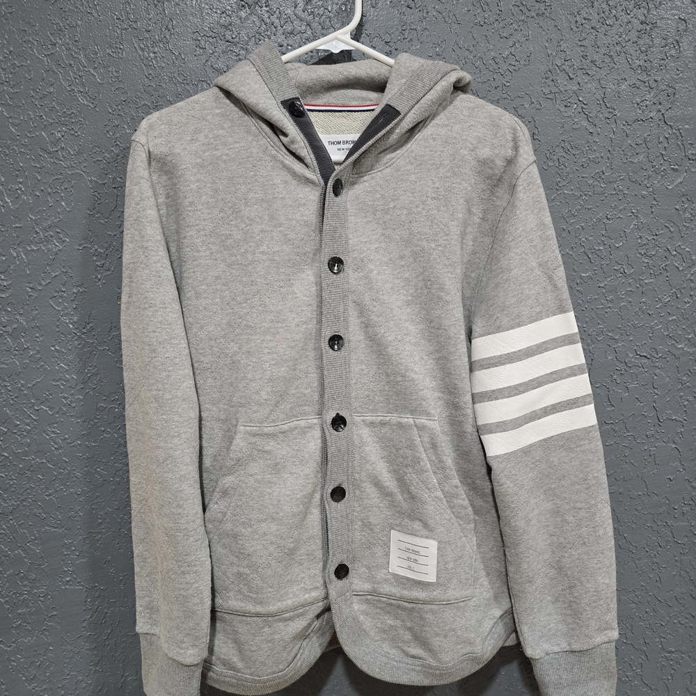 Thom Browne Gray Knit Hoodie